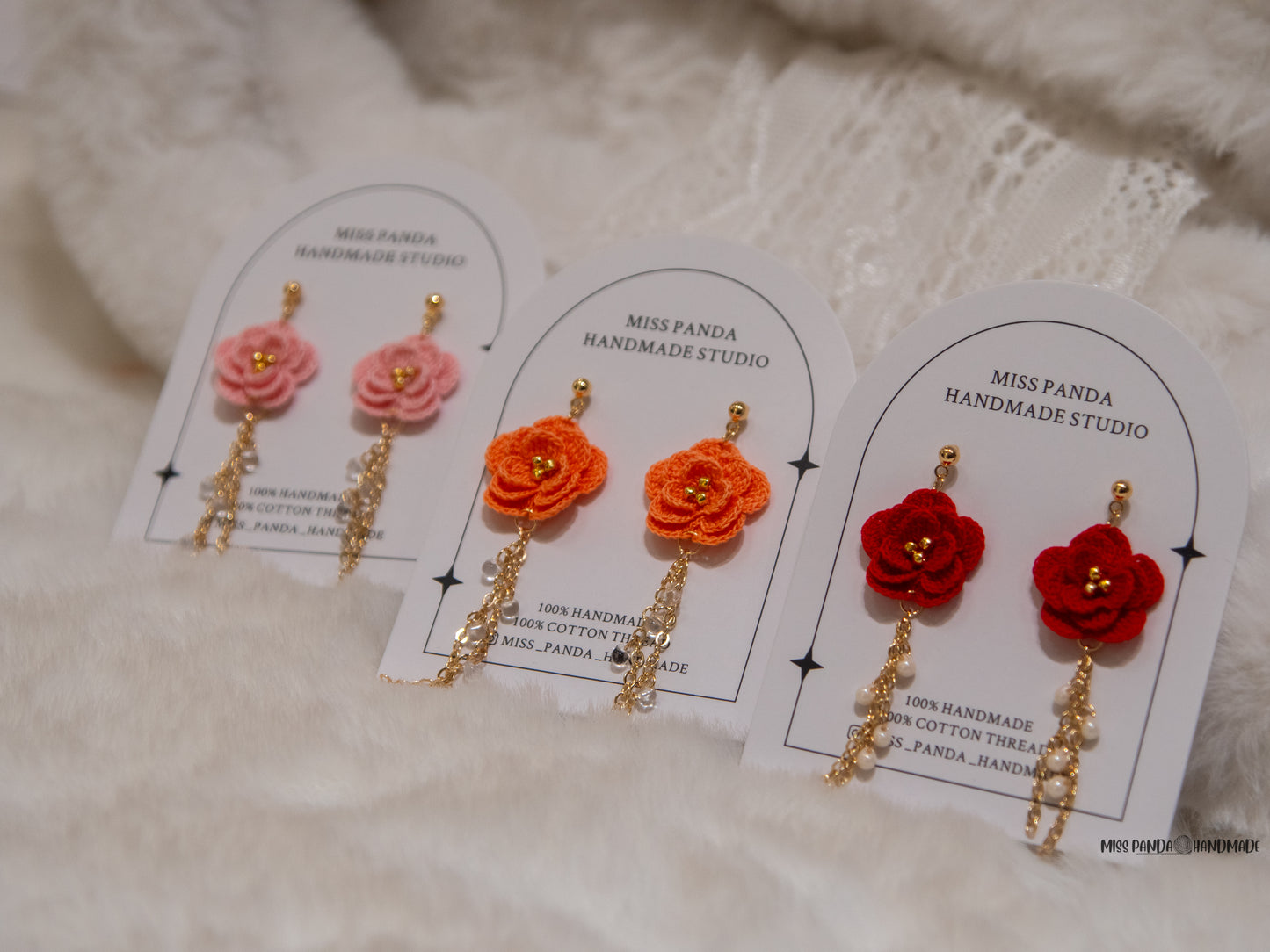 Micro Crochet Earrings/Peony