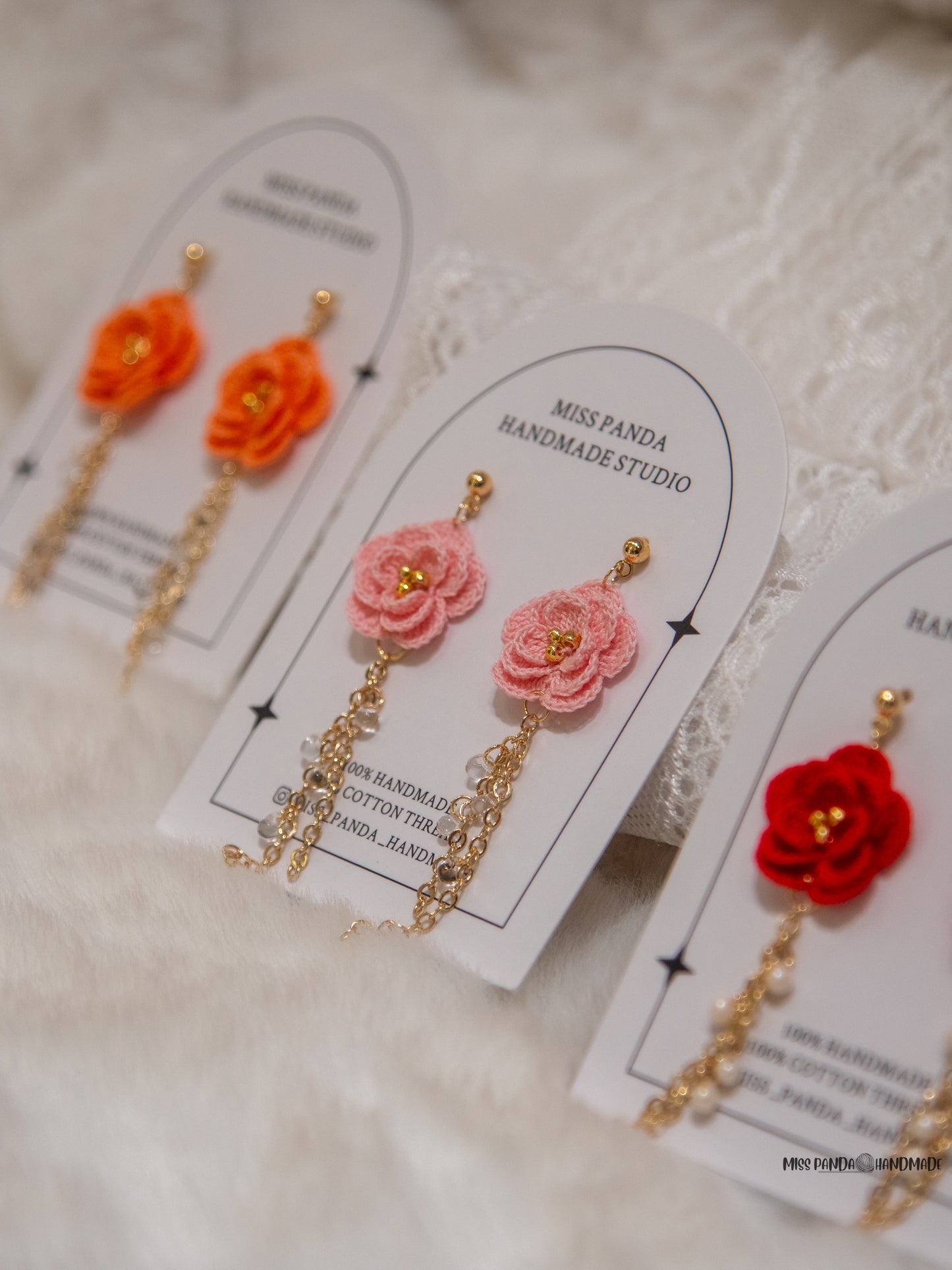 Micro Crochet Earrings/Peony