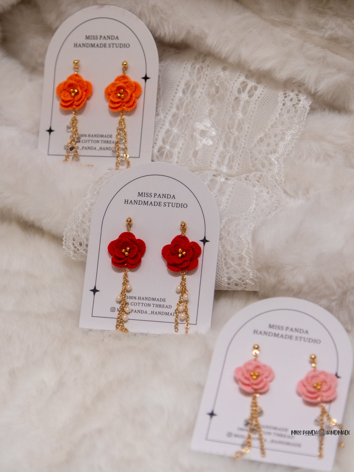 Micro Crochet Earrings/Peony