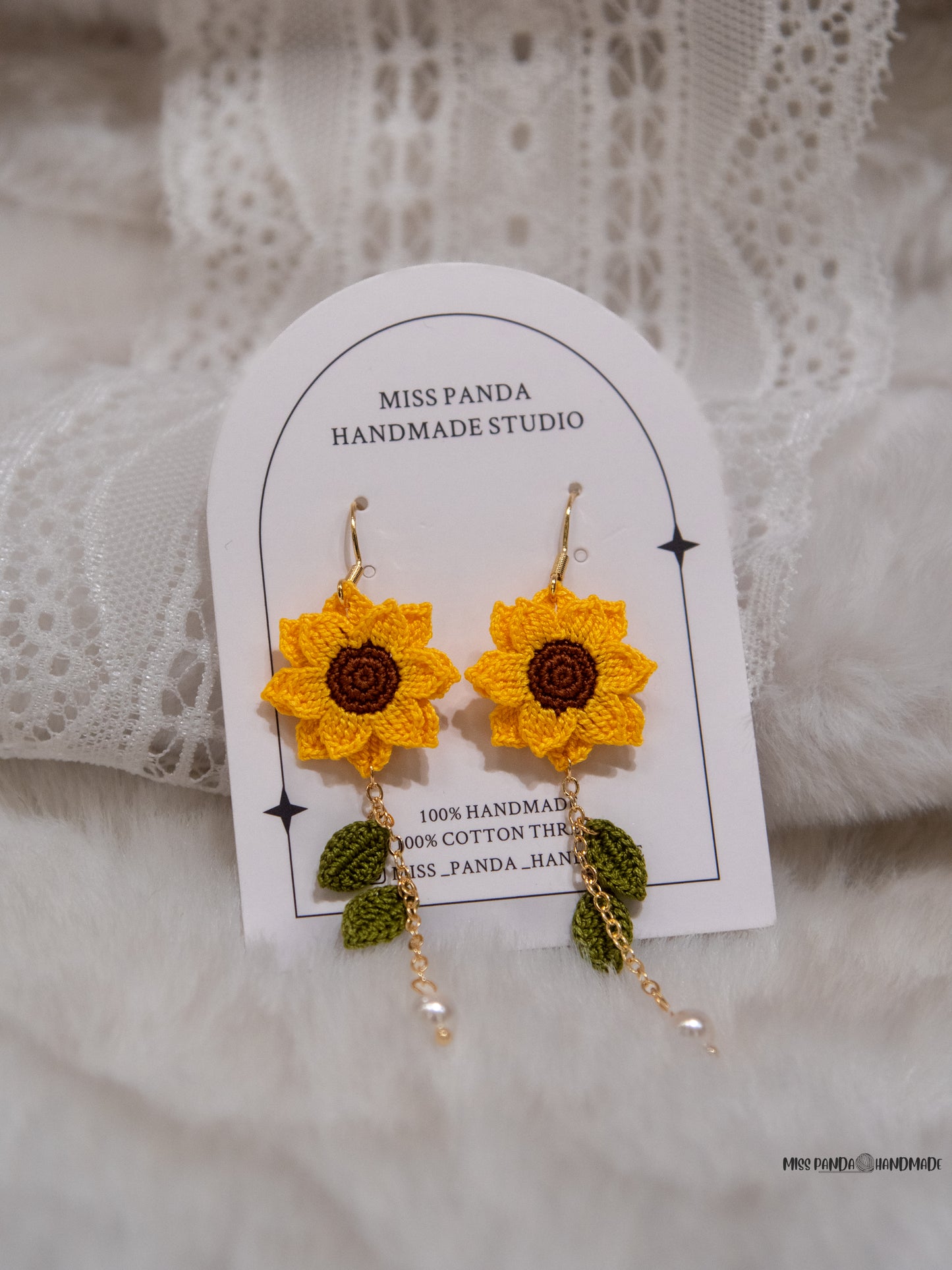 Micro Crochet Earrings/Sunflower
