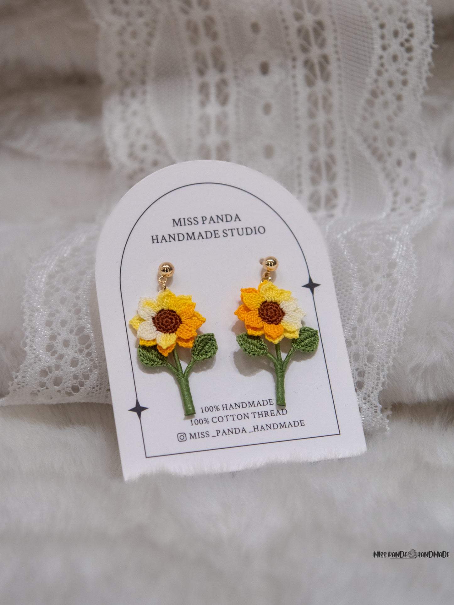 Micro Crochet Earrings/Sunflower