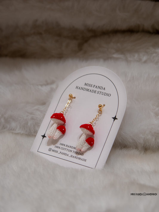 Micro Crochet Earrnigs/Mushroom