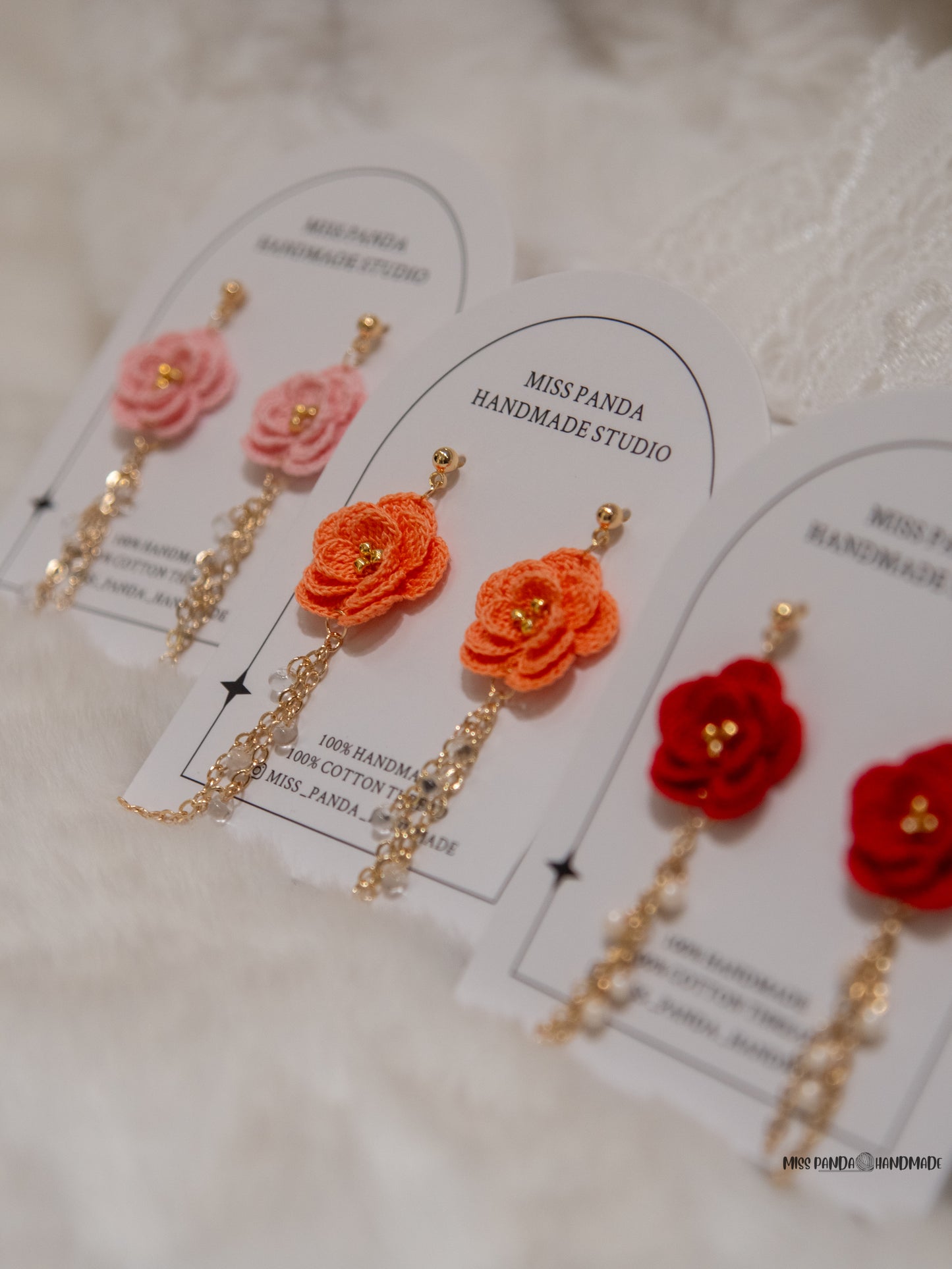 Micro Crochet Earrings/Peony