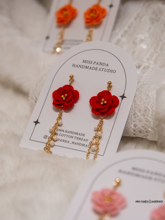 Micro Crochet Earrings/Peony