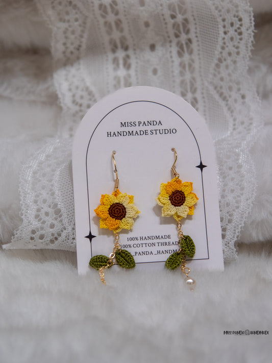 Micro Crochet Earrings/Sunflower