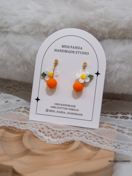 Micro Crochet Earrnigs/Orange
